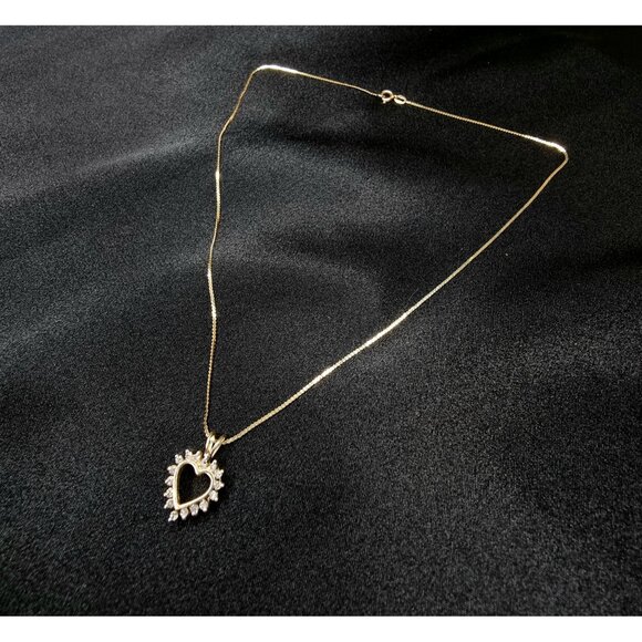 14K Solid Gold Genuine Diamonds Tested Heart Necklace Made In Italy  Elegant Cha - Picture 2 of 6